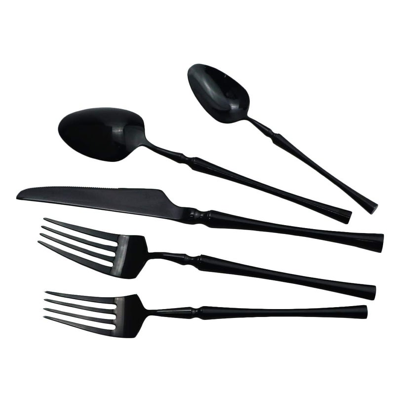 Gugrida 20 piece Black Flatware Set 304 Stainless Steel Fork Spoon Cutlery Luxury Mirror Polished Silverware, Dishwasher Safe, Service for 4 - Image 4